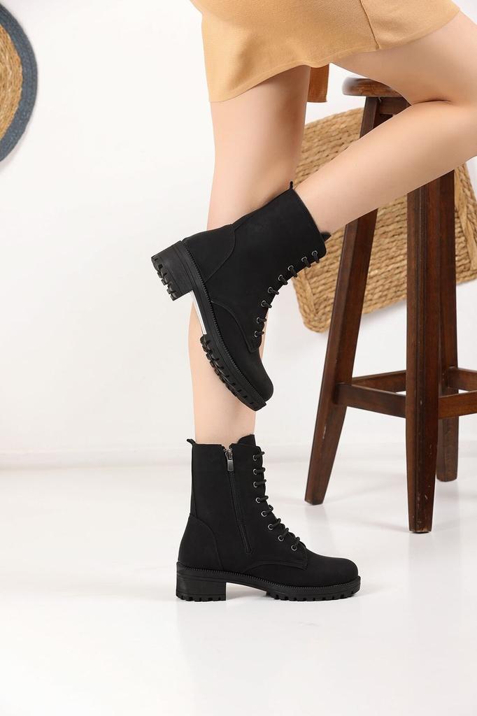 Men's Fashion Faux Leather Flat Heeled Booties Bootie Lace Detailed Winter Long Zipper Boots Shoes