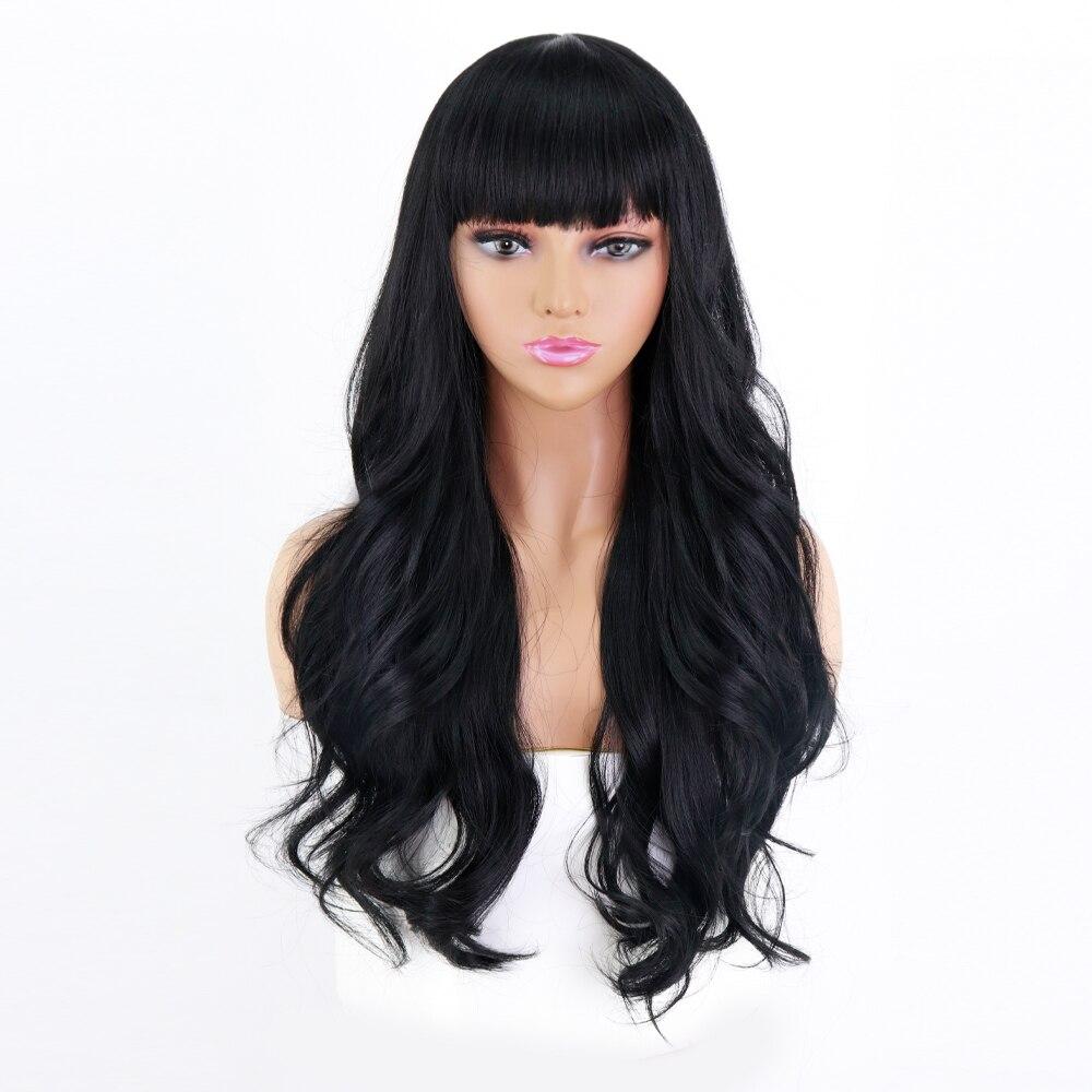 MISSQUEEN Long Wavy Hairstyle Ombre Wine Red Wig with Bangs for  Women Cosplay Lolita Synthetic Wig High Temperature Fiber