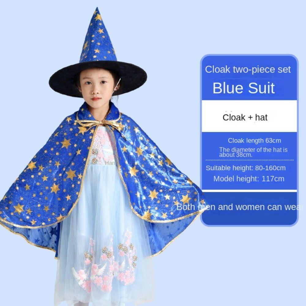 Gilding Witch Cloak Cape with Hat Multicolor Halloween Costumes Kids Halloween Cloak Sets Girls
