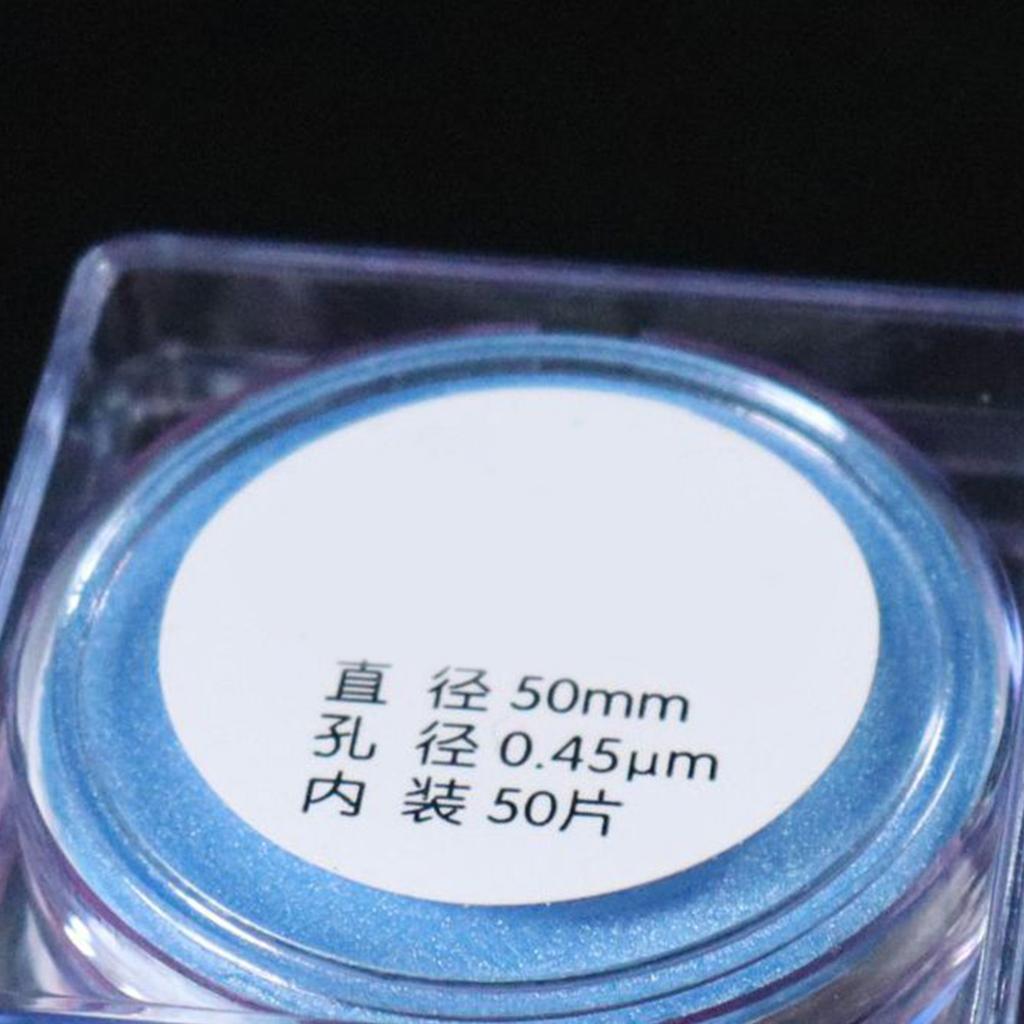 50 Stück Laborwasser Mikrofiltrationsmembran Mikroporös 0,45/0,22um Organische Mikrofiltrationsmembran Durchmesser 50mm