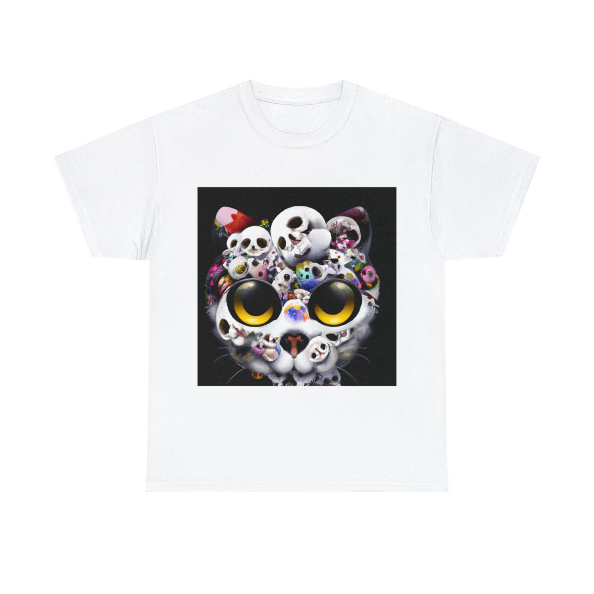 Skull Cat Art T Shirt Halloween Tee Punk Goth Skeleton Skull Pet Lover Novelty S разноцветный