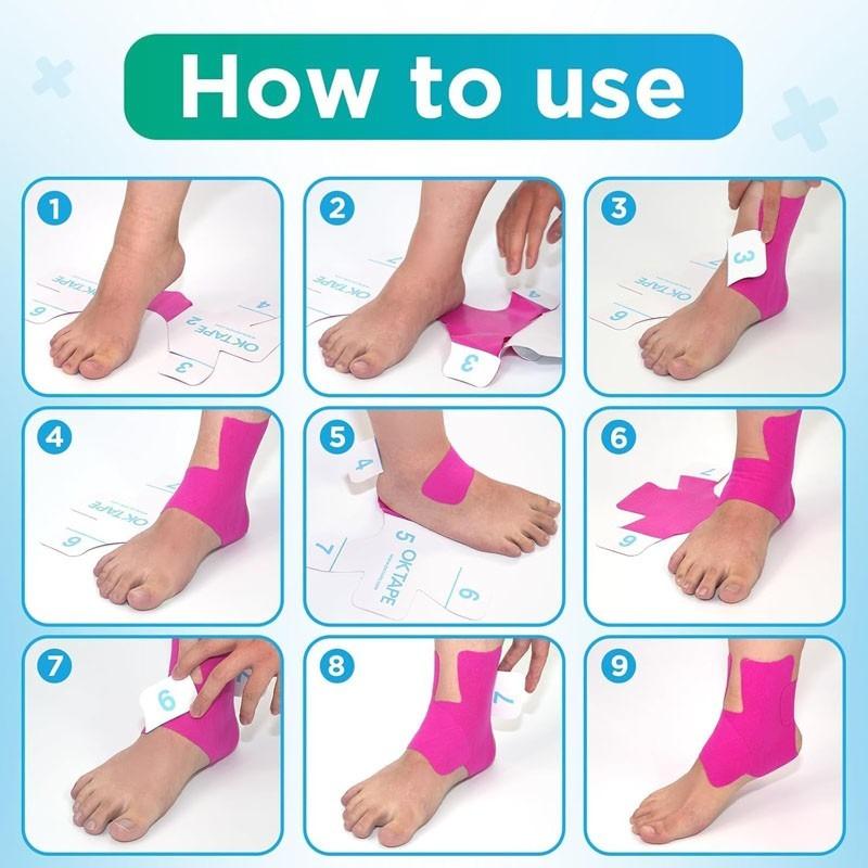 6PCS Cotton Kinesiology Tape for Ankle Athletic Tape for Ankle Support