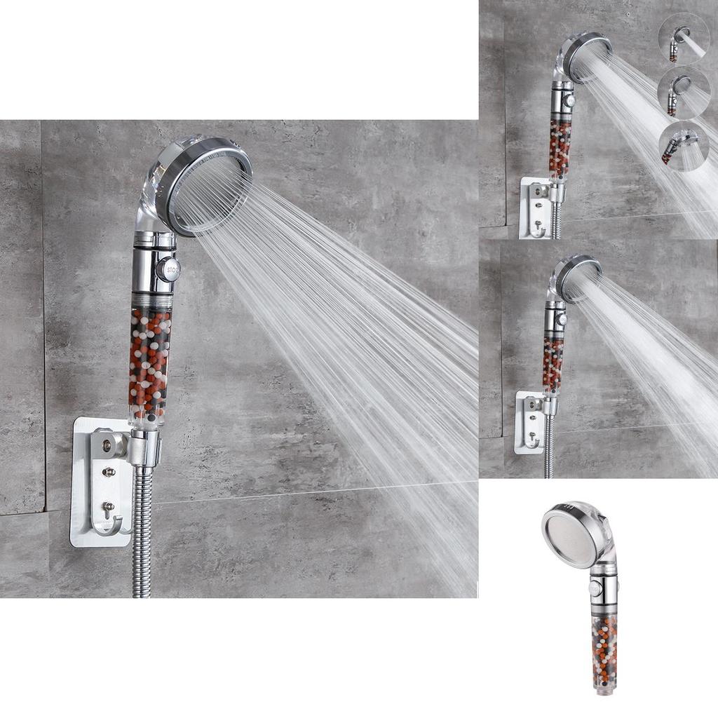 Spa Shower Head 3 Mode Button High Pressure Filter Balls Water Saving