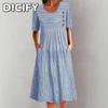 Women's Fashion Summer Spring Short Sleeve O-Neck Casual Dresses