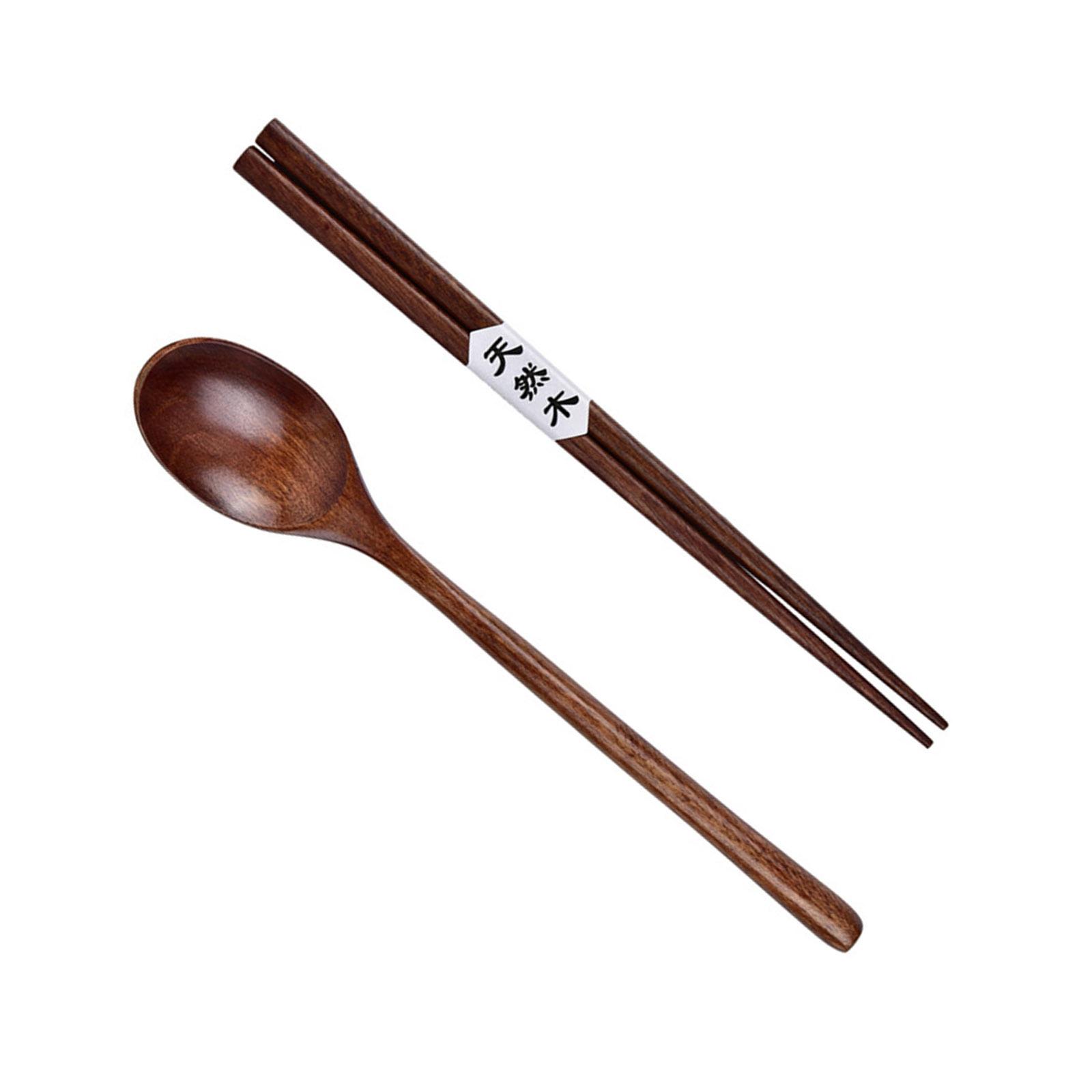 

Набор натуральных деревянных палочек и ложки Экологичная кухонная утварь Деревянные приборы Деревянные столовые приборы для ежедневного использования A