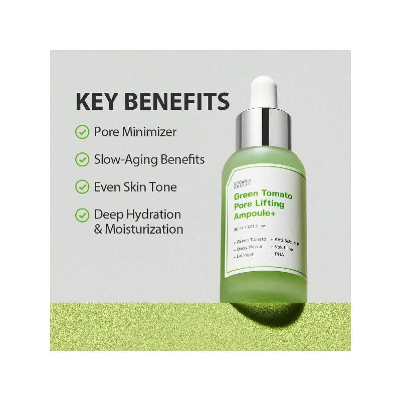 SUNGBOON EDITOR Green Tomato Pore Lifting Ampoule | Pore Minimizer Serum With Niacinamide , Hydrating & Firming Care For Sensitive Skin 30ml