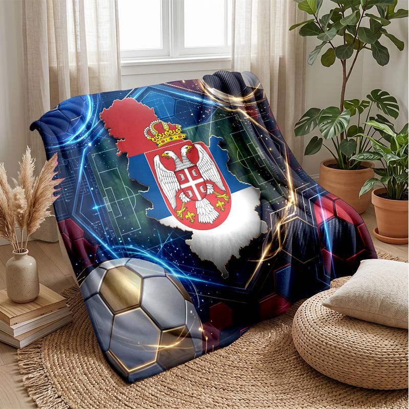 Serbien bedruckte Flanelldecke Hautfreundlich Warm Dekorativer Überwurf für Innen Couch Bett Tägliche Nutzung