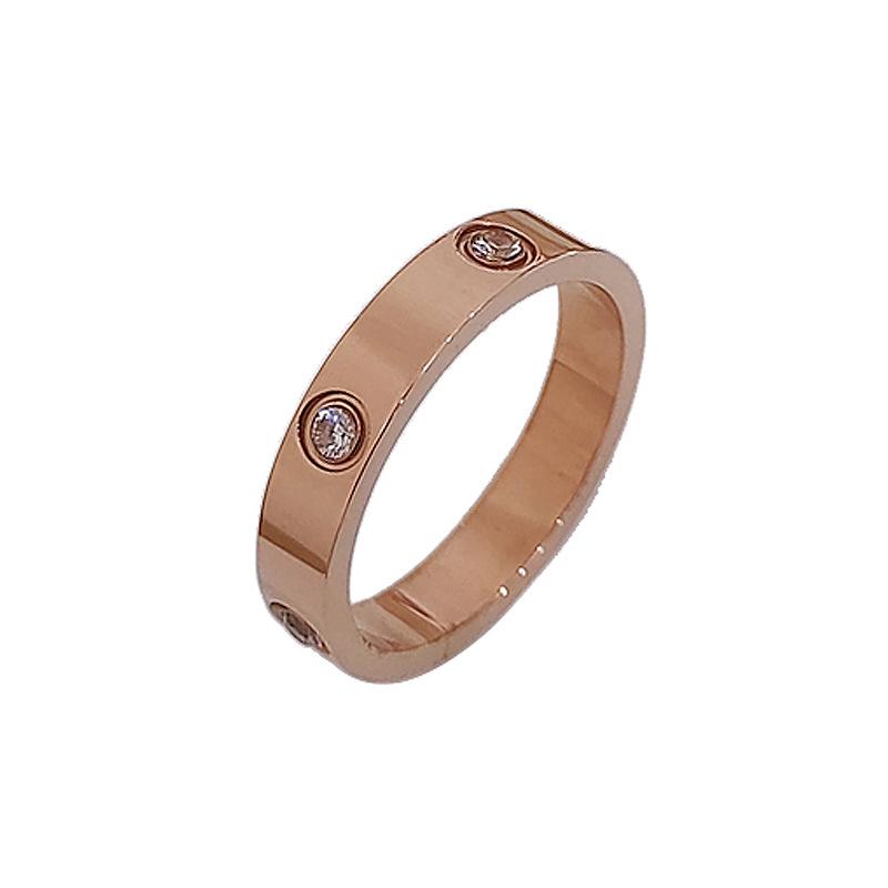 Korean Style Titanium Diamond Ring: Waterproof, Fashionable, Personalized, Colorfast, Unique Design, Couple s Choice Size 6