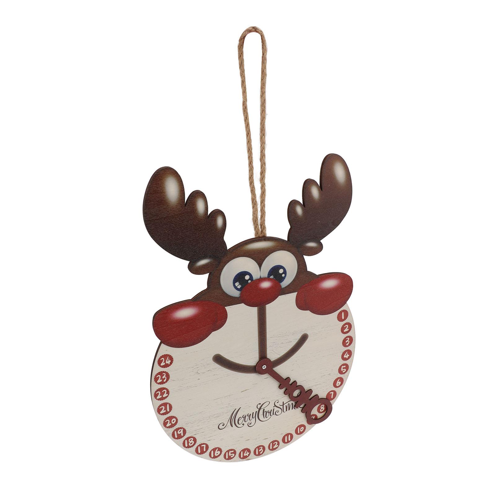 

Christmas Countdown Sign Wooden Hanging Elk Clock Christmas Hanging Ornaments for Wall Room Decor