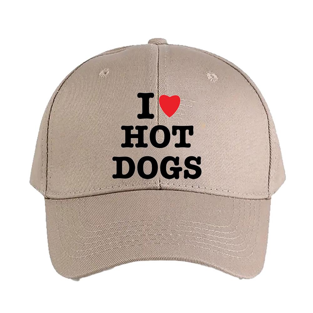 I Love Hot Dogs Woman Man Summer Baseball Cap Adjustable with Curved Brim Duckbill Cap Protection Sun Hats