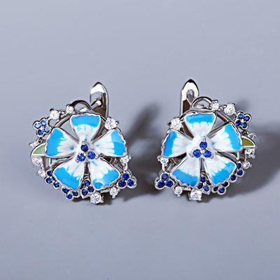 Orecchini Squisiti per Donna Moda Pura Fiore Blu Trendy Regalo Festa Gioielli Fini Smalto Fatto a Mano Matrimonio Gioielli Nuziali