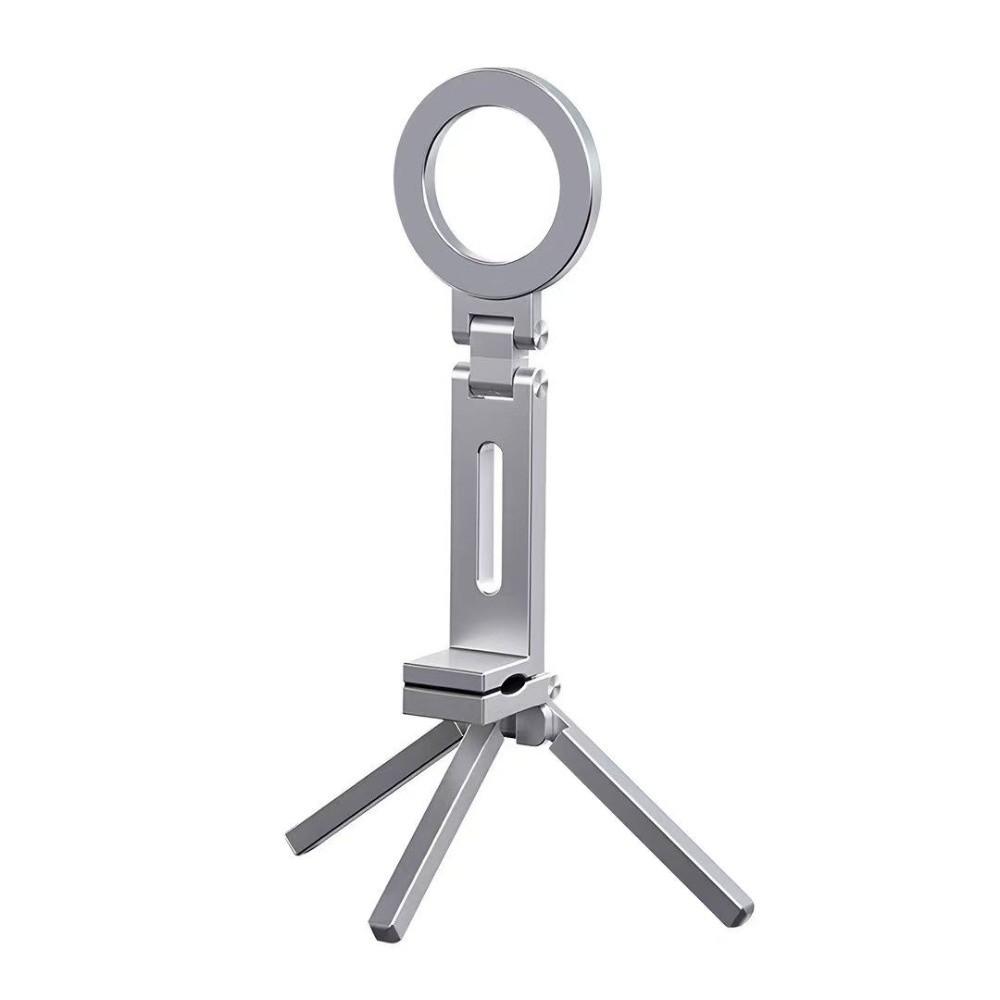 360° Rotating Magnetic Phone Holder with Clip Stable Grip Tripod Holder Magnetic Attachment Foldable Phone Holder серебряный