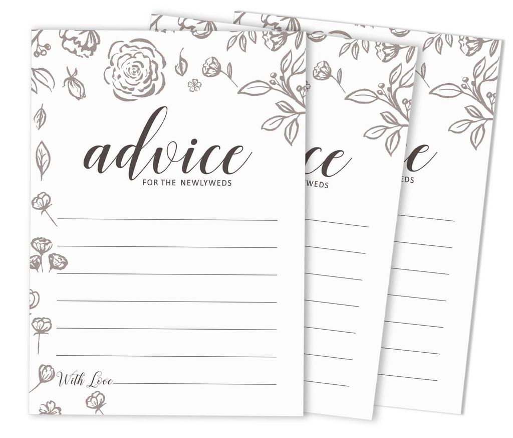Inkdotpot Set of 50 Advice for The Newlyweds, Bride & Groom, Perfect Addition to Your Wedding Reception Decorations Advice Cards 5x7 inches
