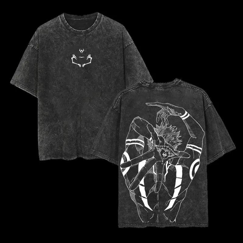 womens Washed New Arrival Clothes Tee Shirt Graphic T-Shirts Tshirt for Men Ropa Hombre Anime Jujutsu Kaisen Ryomen Sukuna