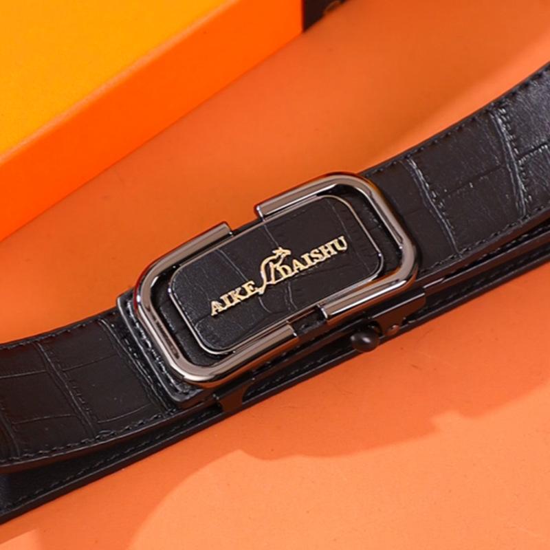 

Новый мужской ремень, модный деловой ремень для молодых людей с автоматической пряжкой без зубцов, универсальный ремень из коровьей кожи в корейском стиле 130cm