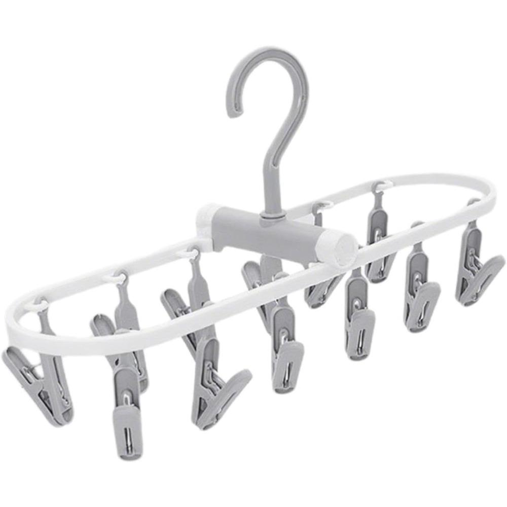Portable Foldable Clothes Drying Rack, 20 Rotating Clips, Multi-Purpose Laundry Hanger for Underwear, Socks, Indoor/Outdoor Use, Compact, Lightweight