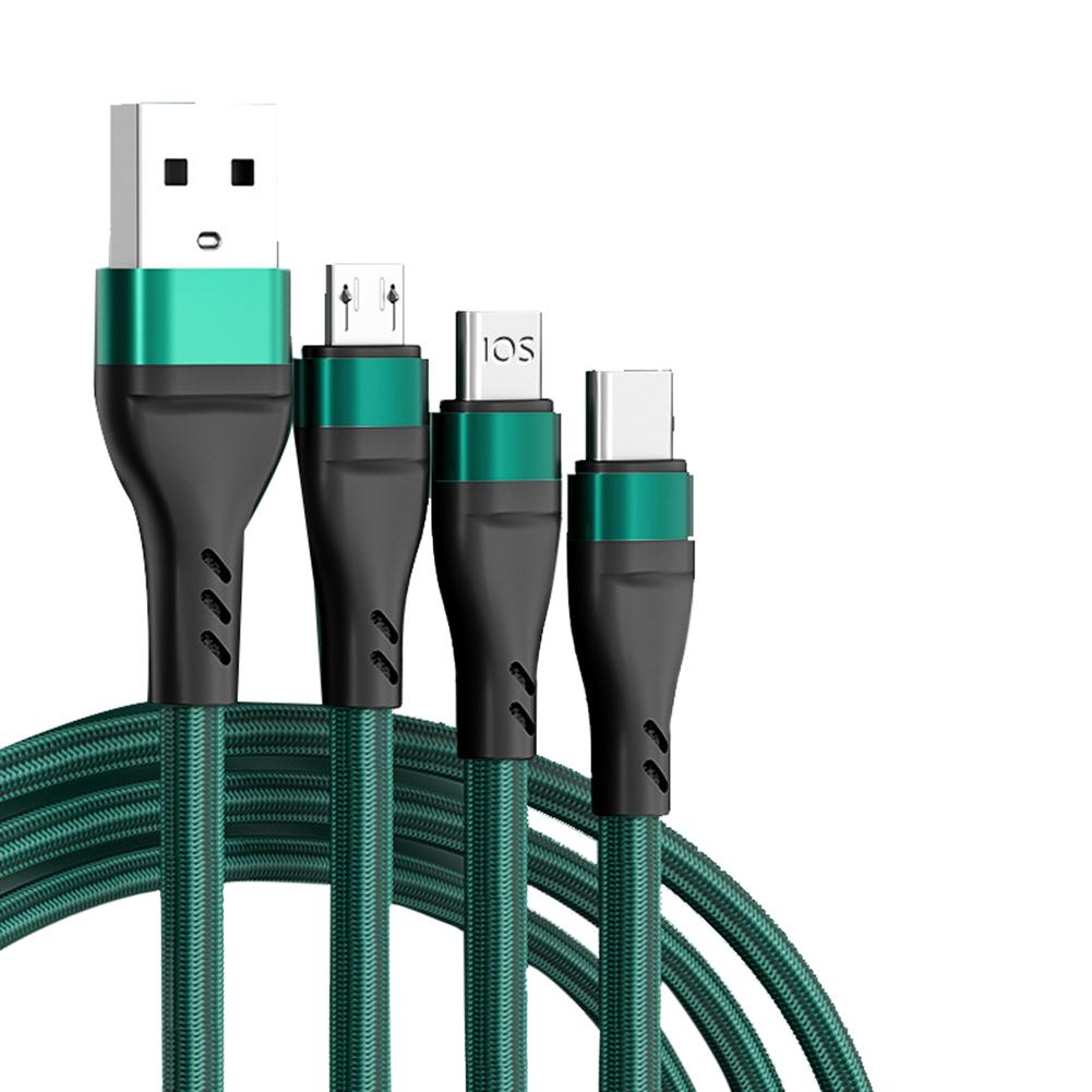 100W 6A 3-IN-1 USB Cable Fast Charging Cable Multi Charging Cord USB Cord Adapter Braided Wire For Mobile Phone Tablet Laptop