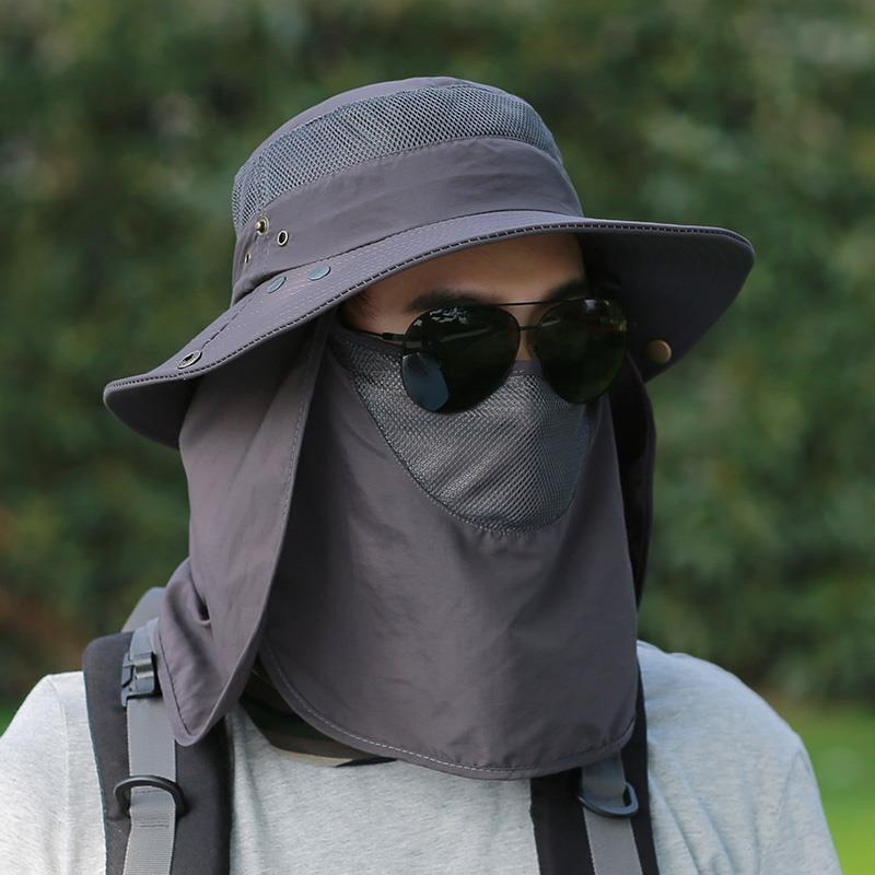 Summer Bucket Hat Sunscreen Mask Hat Integrated Sun Hat Face Cover Ultraviolet Outdoor Mining Work Site Tea Hat