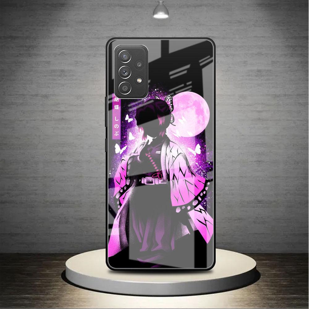Demon Slayer Anime Cute Glass Case For Samsung Galaxy A52 A71 A50 A51 A70 A21s A31 A72 A10 A12 A30 A22 5G Phone Cover