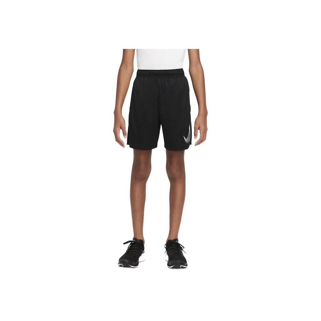Nike Pure Color Brand Logo Print Elastic Waist Straight Leg Kids Shorts Kids Bottoms Black DM8537-010