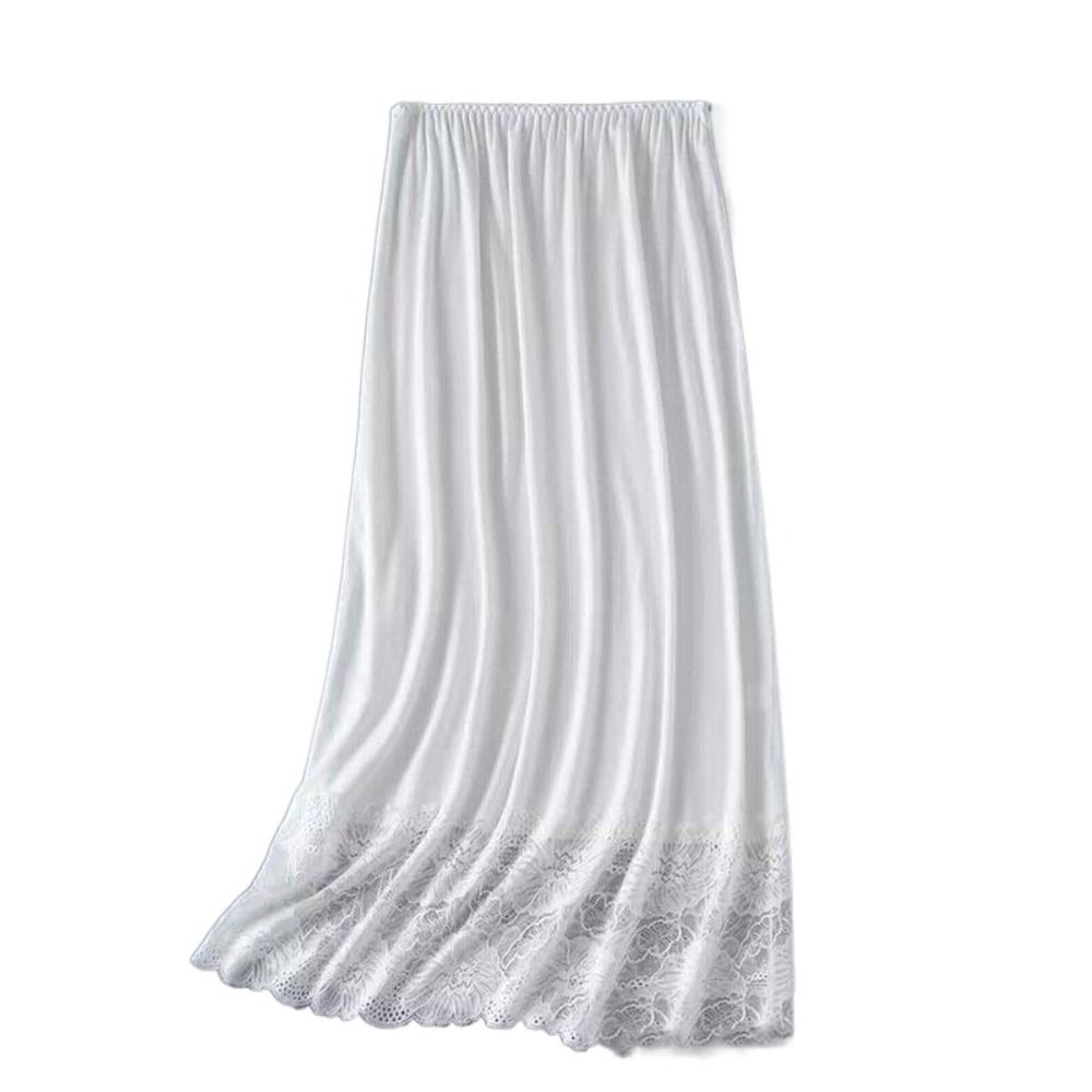 Netzblume Damen Spitze Langer Unterrock Einfarbige Hohe Taille Futter Unterrock Damen