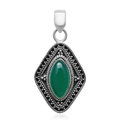 Natural Green Onyx Earrings 925 Sterling Silver Marquise Shape Gemstone Handmade Pendant For Women & Girls