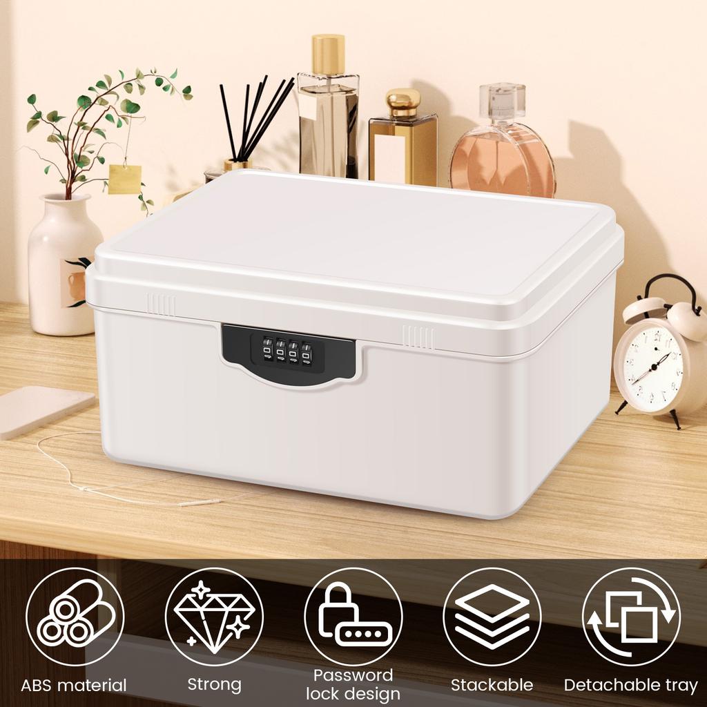 Digital Password Lock Safe Box Plastic Portable Organizer Case Household Cash Jewelry Privacy Security Storage Box with Tray