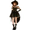 Black Lace Mesh Witch Tailcoat Dress Costume For Halloween Party Events Cosplay