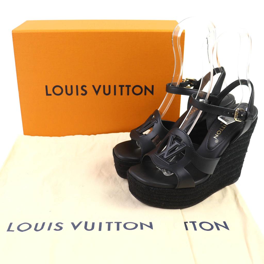 Ausgezeichnete LOUIS VUITTON Sandalen Knöchelriemen Espadrilles mit Keilabsatz 36.5 Gebraucht