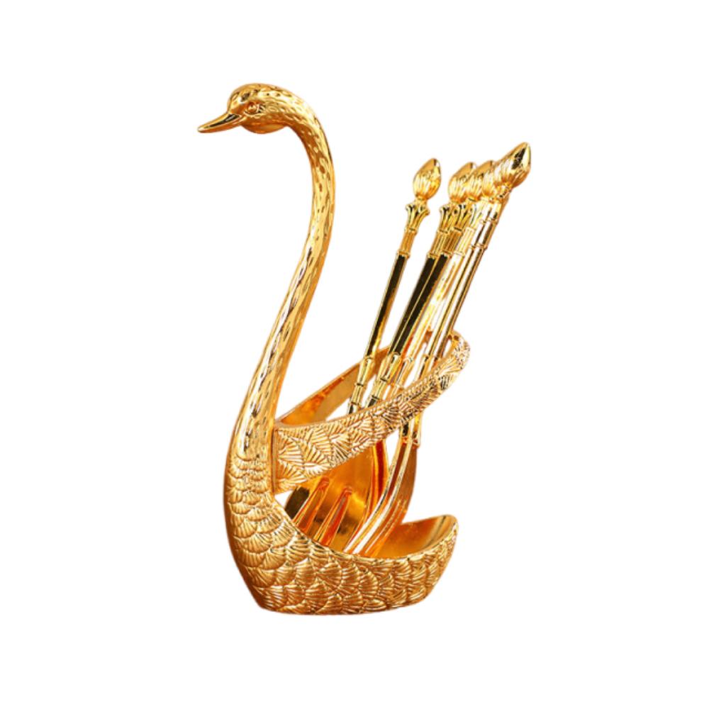 Elegant Swan Tableware Set Luxury Dessert Cake Forks Swan Holder Coffee Spoons  Daily Use