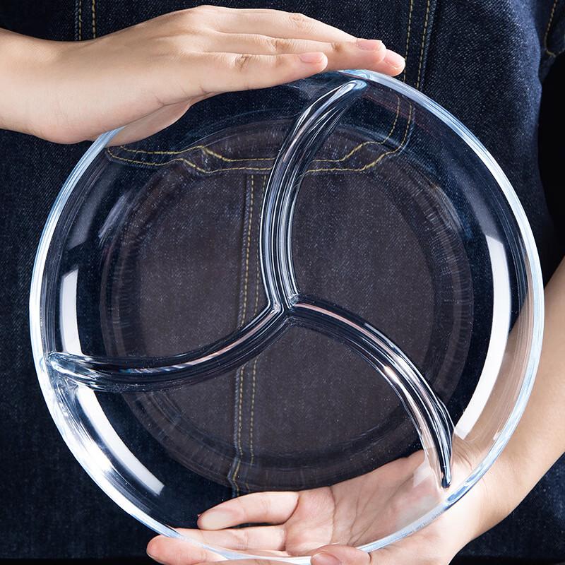 Divided Glass Serving Plate 9-inch Round