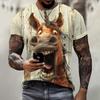 T-shirt da uomo a maniche corte con stampa 3D motivo cavallo stile retrò casual street sport outdoor maglietta girocollo top cloti