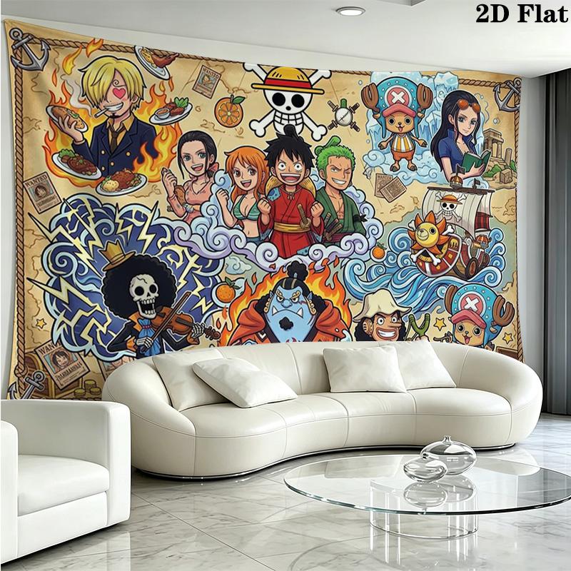 Anime One-Piece Wall Tapestry Aesthetic Wall Hanging Printed Fabric Blanket Decorative Tapestries for Bedroom Living Room Home Decor