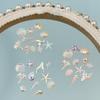 50Pcs Ocean Nail Art Charms Aurora Shell Starfish Mermaid Tail Nail Art Decors Gem Beach  Ice Clear Nail Decorations