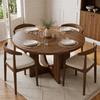 Round Dining Table, 120 x 120 cm, Suitable for 4-6 People, Classic Design, Scandinavian-Minimalist Style, Walnut Wood Color (without chair)