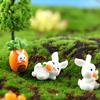 Cartoon Carrot Rabbit Figurines Realistic Resin Bunny Micro Landscape Ornaments Handmade Mini Mini Carrot Decoration