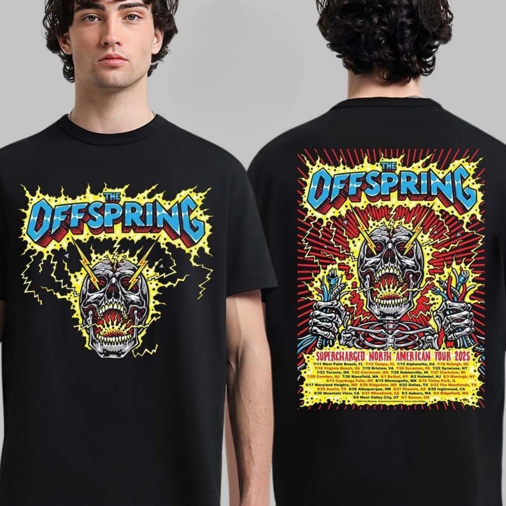 Heiß The Offspring Supercharged Weltweit 2025 Merch Japan und Australien Tourdaten Zweiseitiges Unisex T-Shirt