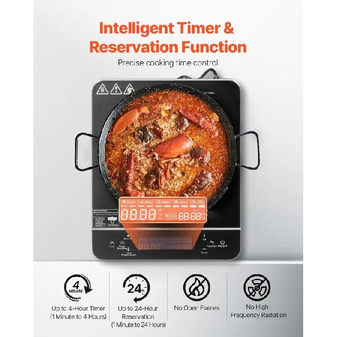 SucceBuy Portable Induction Cooktop Electric Induction Burner with 9 Temperature Settings, Countertop Induction Hot Plate