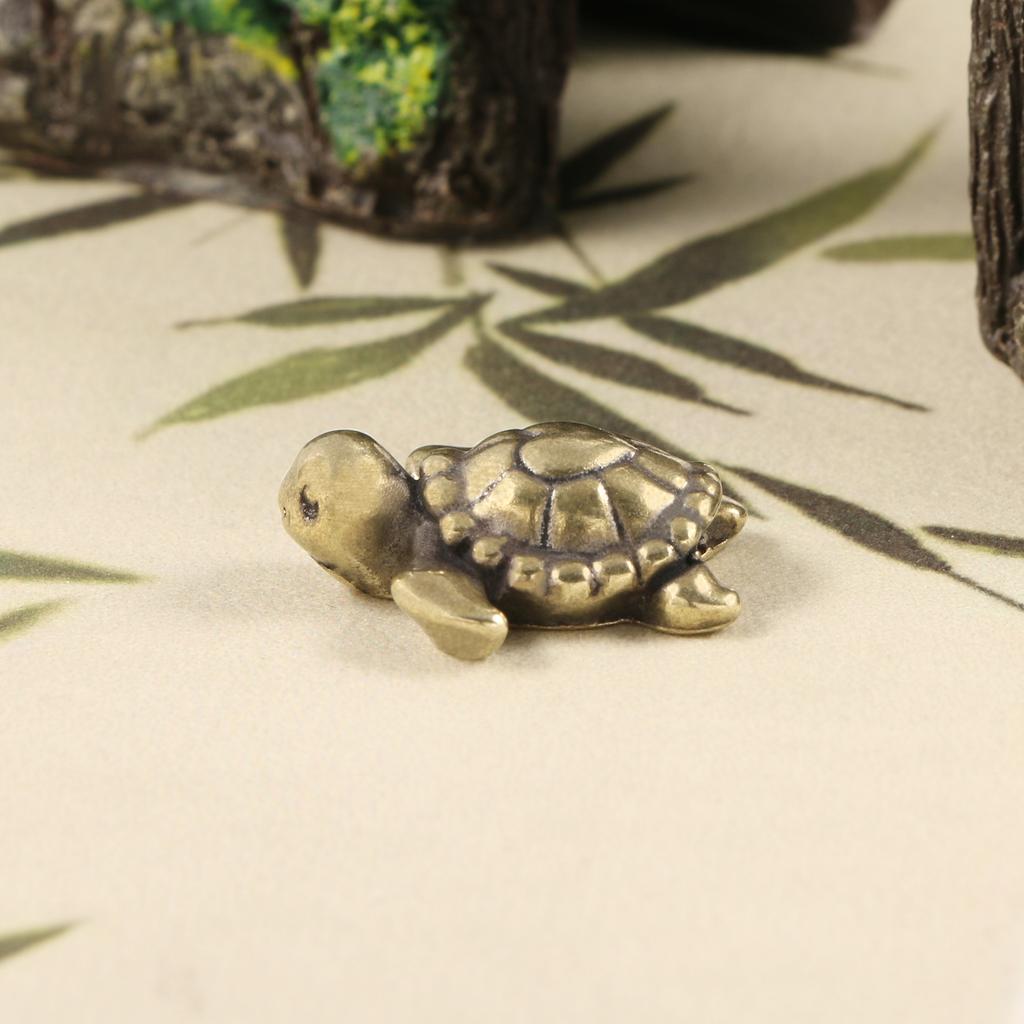 Mini Brass Cute Turtle Tea Pet Love Turtle Animal Room Decoration Copper Figurines Home & Garden Vintage Decoration