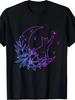 Cat Sitting On Crescent Moon Flowers Stars T Shirt 180gSame Style 2026 Summer Shirt Sleeved Printed T Shirt 180G