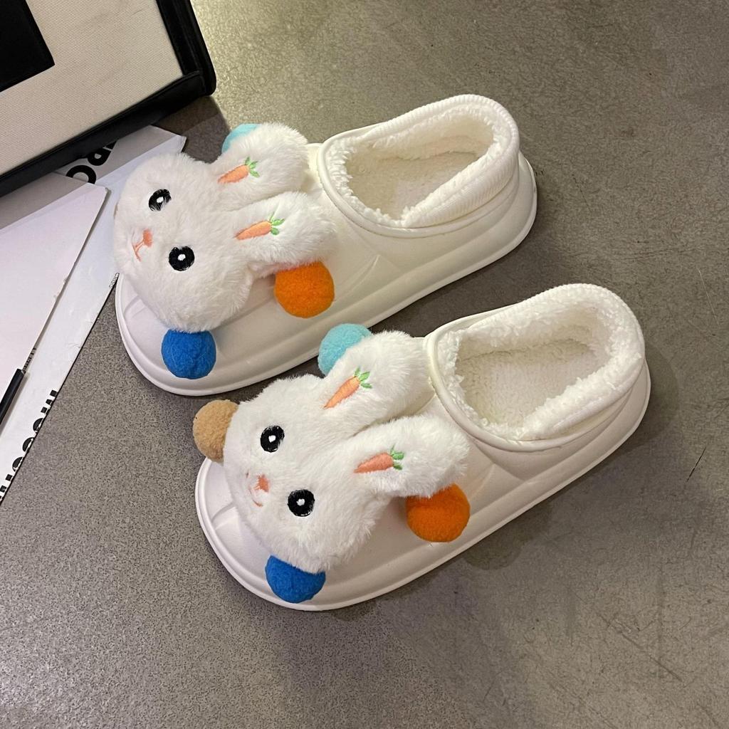 2025 vinter nya söta tecknade bomullstofflor dam inomhus varma avslappnade halkfria student plysch bomullstofflor