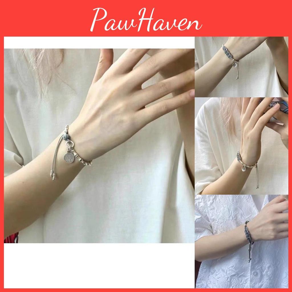 Ethnic Boho Five Emperors Coin Handwoven Alloy Geometric Bracelet Shape