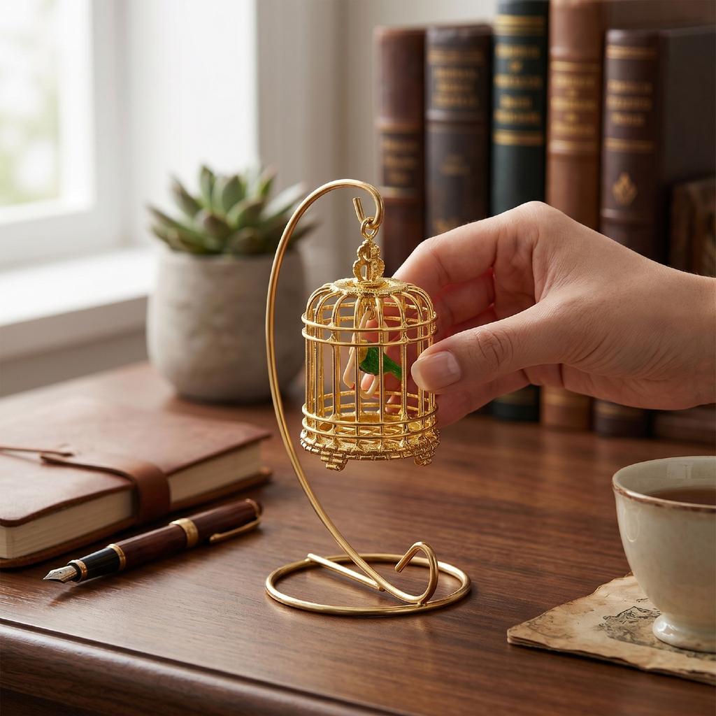 Bird Cage Ature 1:12 Scale Decor Zinc Alloy Tiny Birdcage for Photography Props Scene Display
