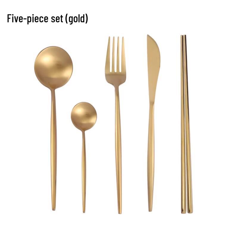 ZISIZ Gold Portuguese Style 5-Piece Cutlery Set