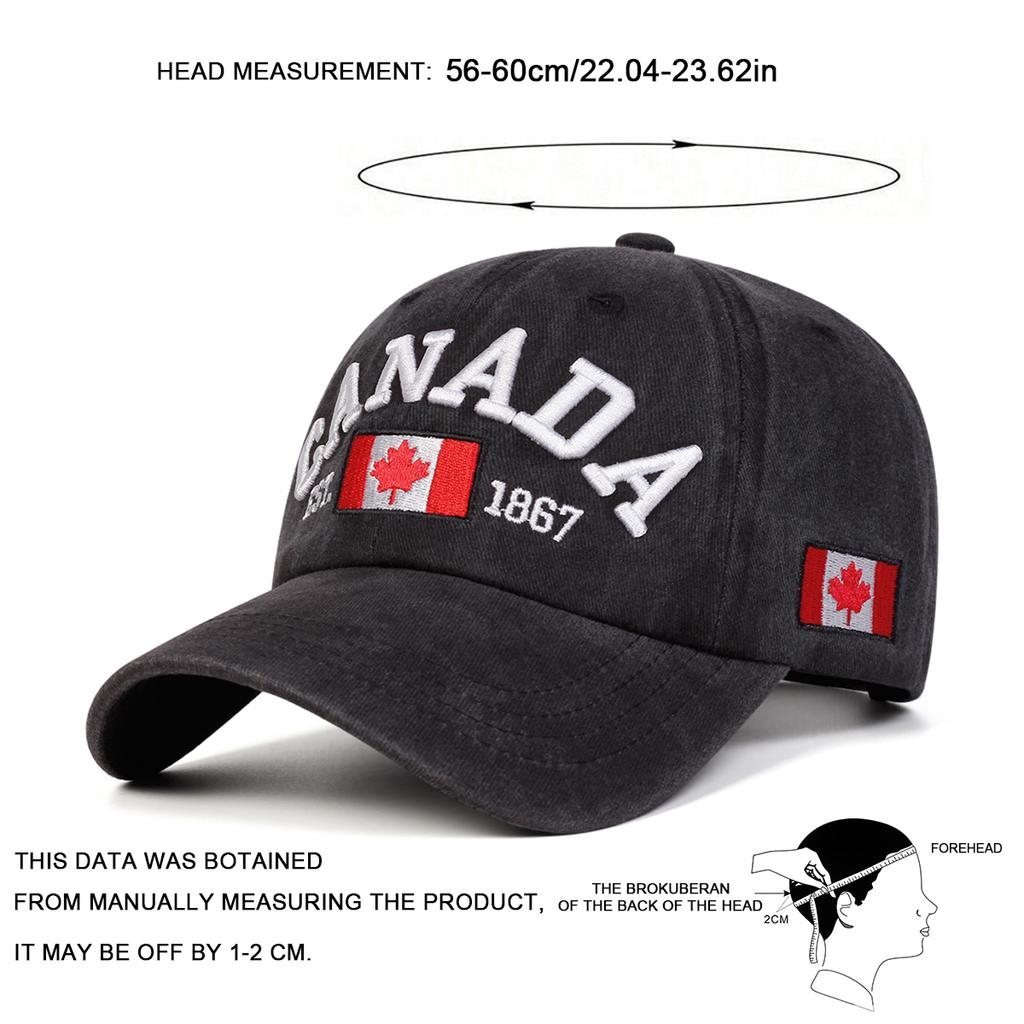 Unisex CANADA Letter Embroidery Wash Baseball Caps Spring Autumn Outdoor Adjustable Casual Hats Sunscreen Hat Sports Cap