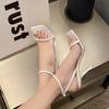 Fashion Women's Shoes 2025 New Fashion High Quality Buckle Women's Sandals Party Solid Color Shoes Women's Open Toe Stiletto Sandals