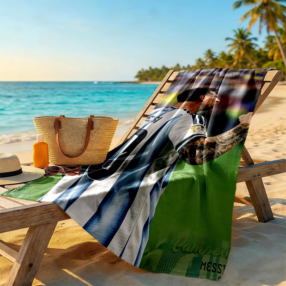 Messi Strandtuch Weich Langlebig Schnelltrocknend Bequem Leicht Ideal für Reisen, Outdoor, Schwimmen, Pool, Yoga, Surfen, Camping, Wandern, Fitnessstudio, Geschenk, Urlaub