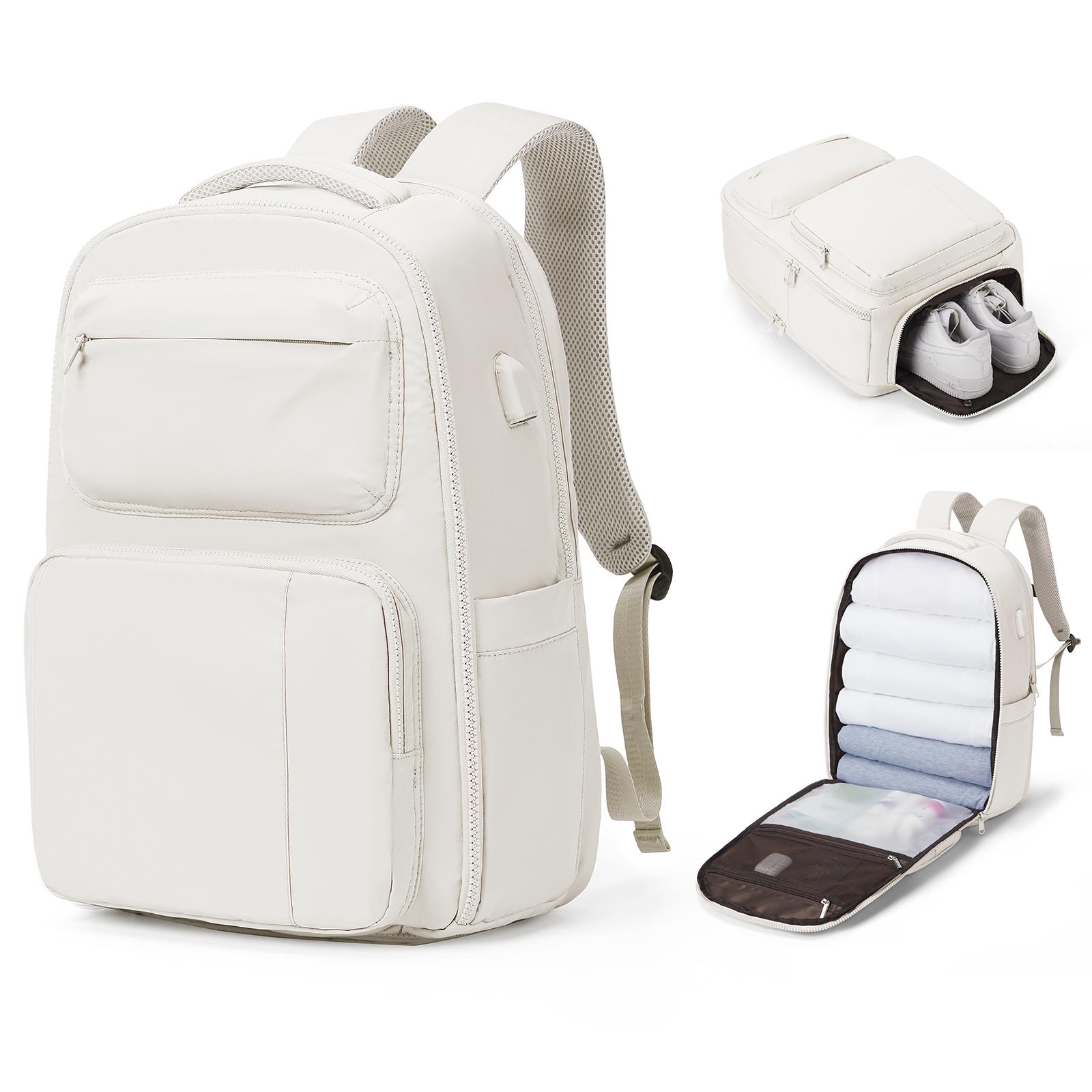 

Женский рюкзак, сумка для ноутбука, легкая ручная кладь, дорожная сумка с отделением для обуви, большая вместимость, водонепроницаемый дорожный рюкзак бежевый