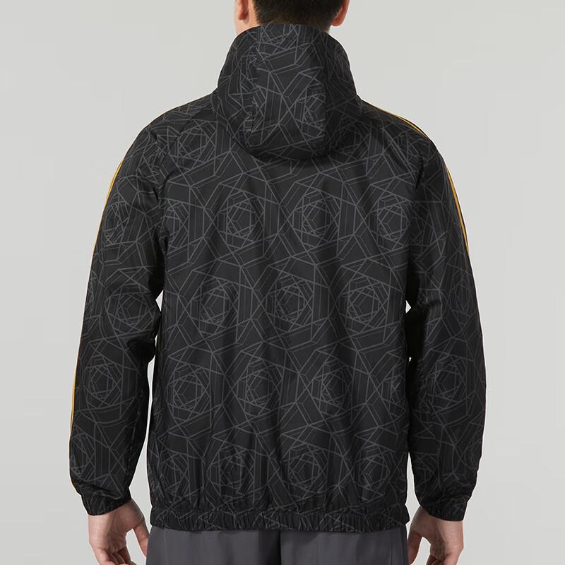 Adidas Side Stripe Hooded Sports Jacket Men Outerwear Black IA8526