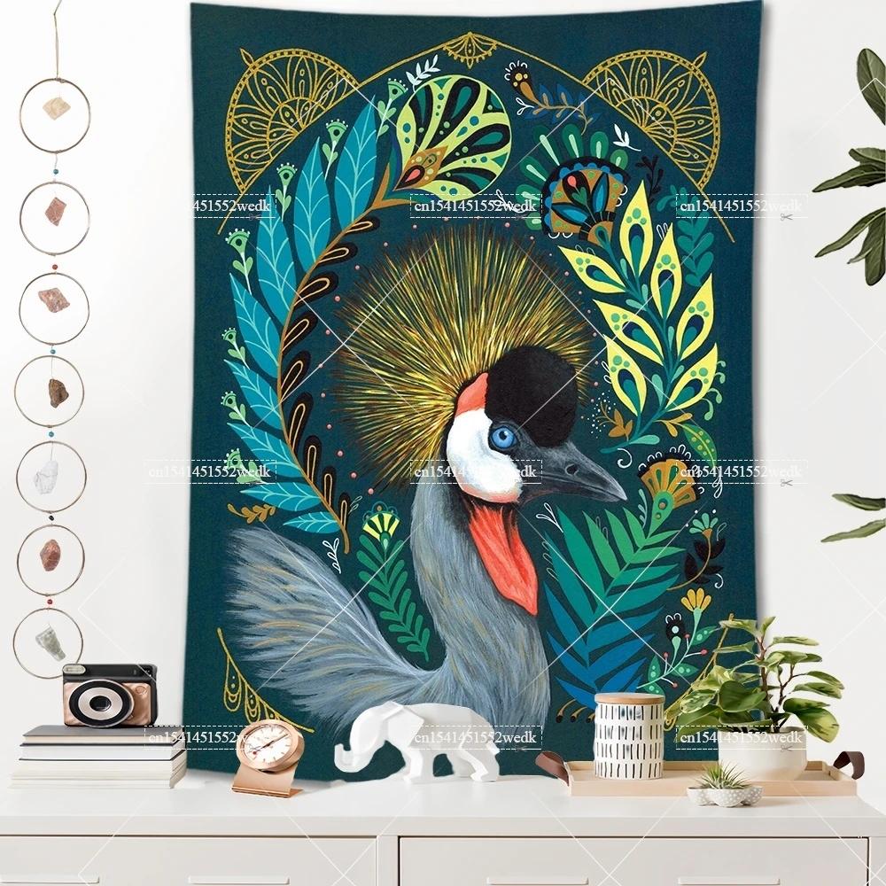 Raven Norse Folk Tapestry Medieval Animals Birds Tarot Tapestrys Room Decor Aesthetics Landscape Art Posters Background Cloths